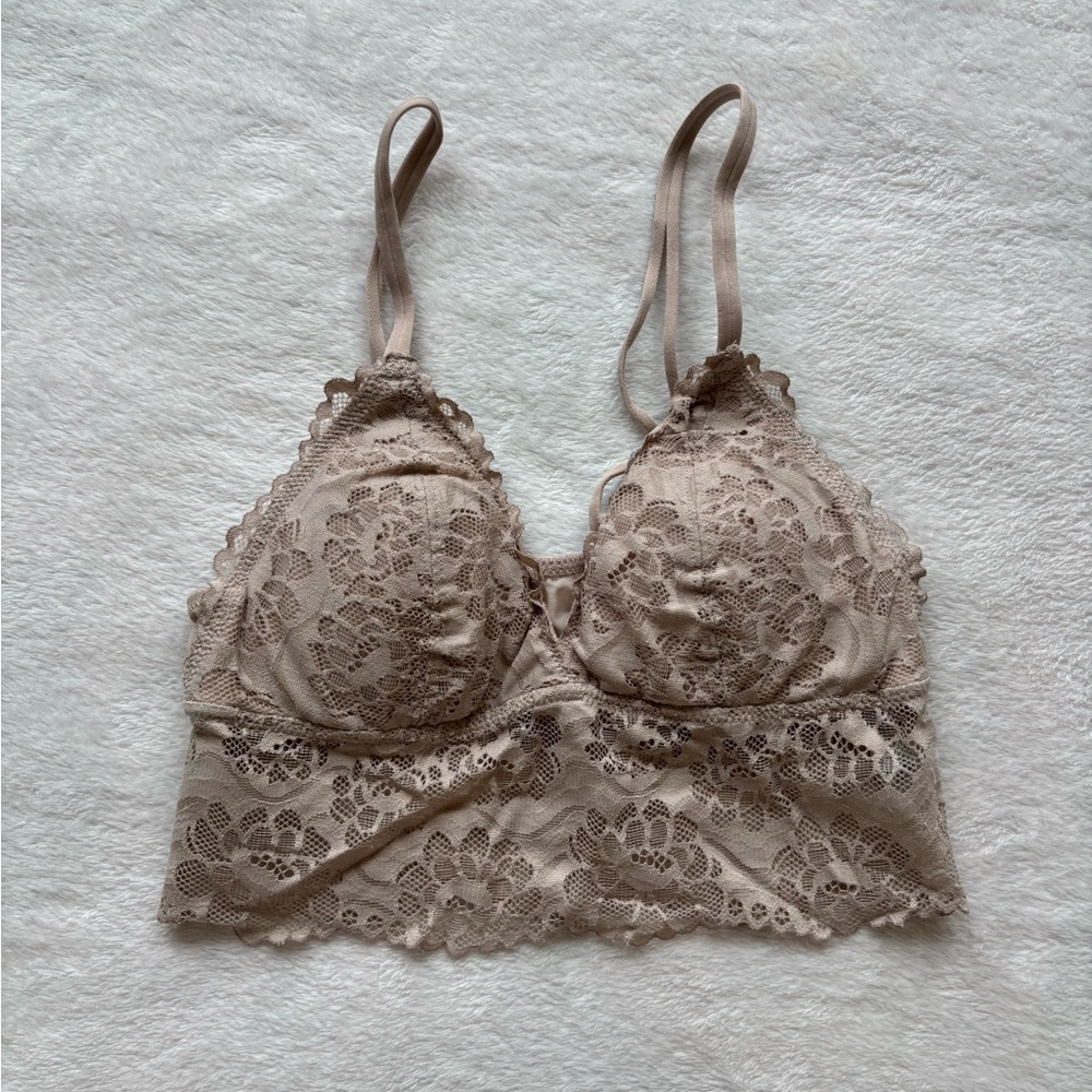 Aerie Lace Bralette in Tan
